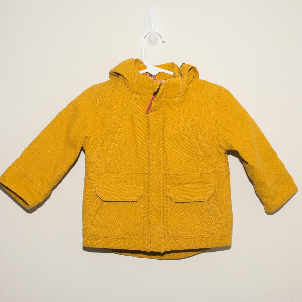 OshKosh Yellow Cotton Plaid Lined Jacket with Detachable Hood